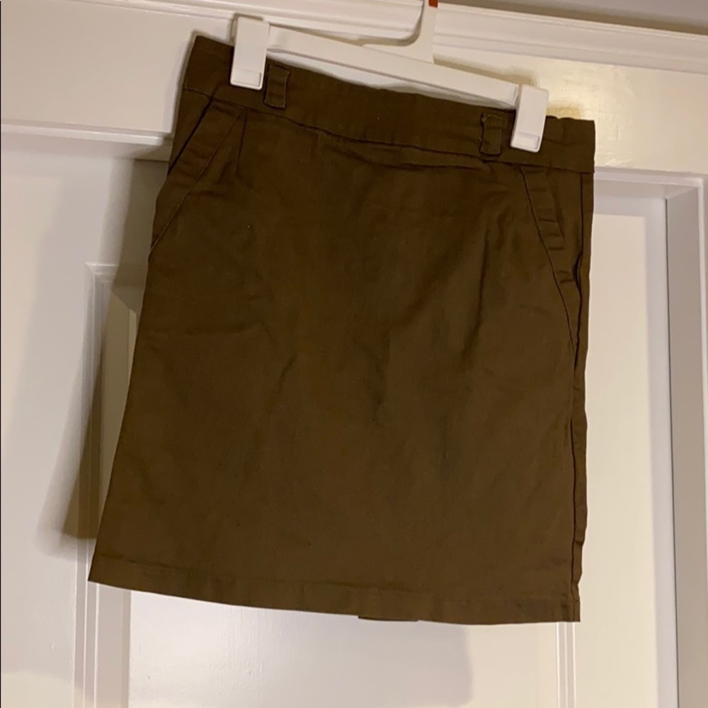 Army Green Mini Skirt With Pockets